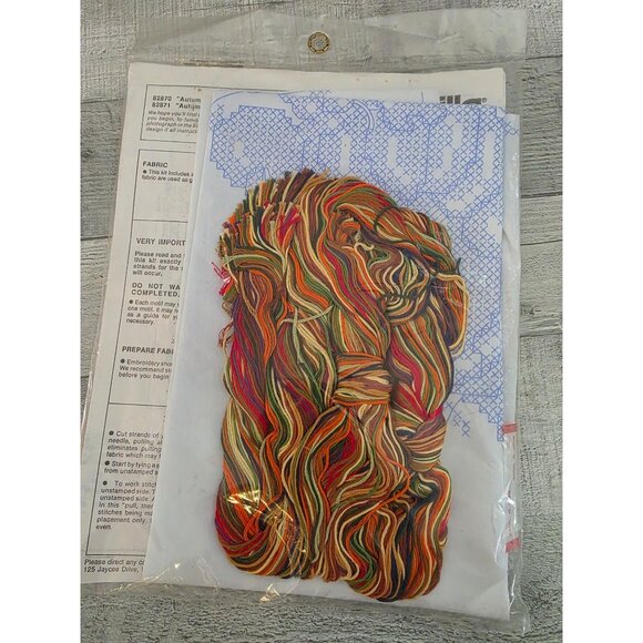 Bucilla Stamped Cross-Stitch Kit Autumn Harvest Table Runner & Napkins - Picture 4 of 4